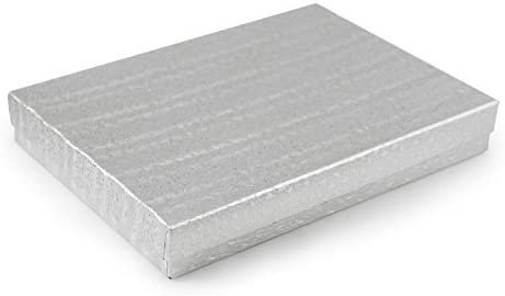 Silver Foil Cotton Filled Jewelry Box #75 Pack of 10