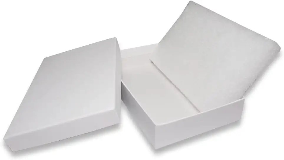 N'icePackaging - Matte-White Kraft Cotton Filled Gift Boxes - Size 5 7/16" x 3 1/2" x 1" - USA Made - Stampable -Holidays/Birthdays/Sales/Storage/Display/Travel