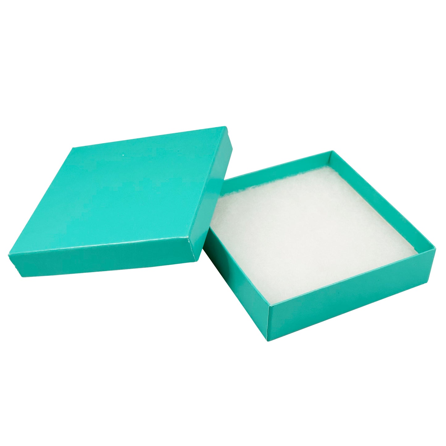 N’icePackaging – 100 Qty - Aqua Blue Cotton Filled Gift Boxes - Size 3 1/2" x 3 1/2" x 7/8" - USA Made - Holidays/Birthdays/Sales/Storage/Display/Travel