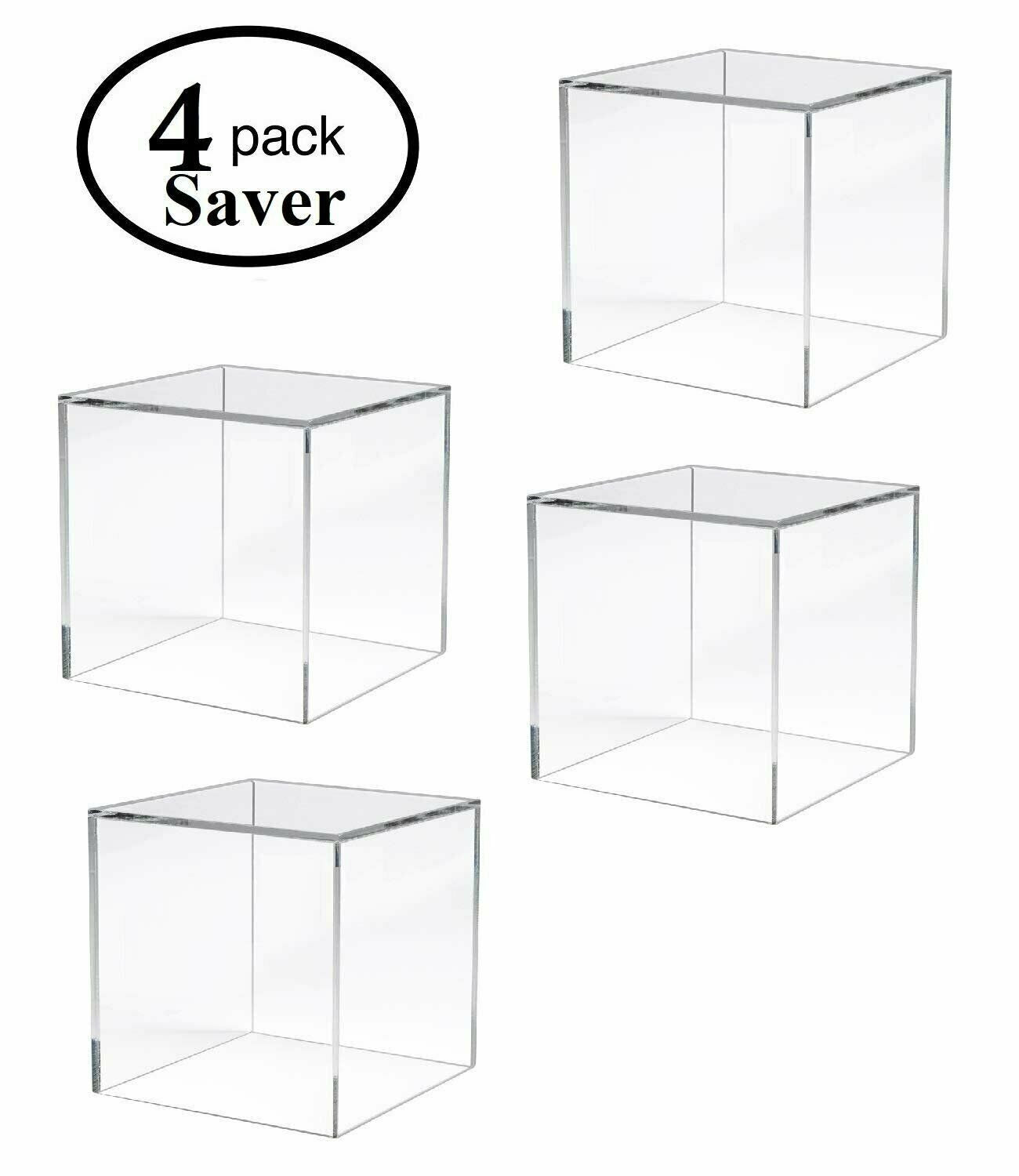 N'ice Packaging 4 Pieces Acrylic Cube 5 Solid Sides - 5" x 5" x 5"