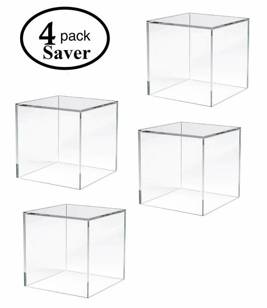 N'ice Packaging 4 Pieces Acrylic Cube 5 Solid Sides - 5" x 5" x 5"