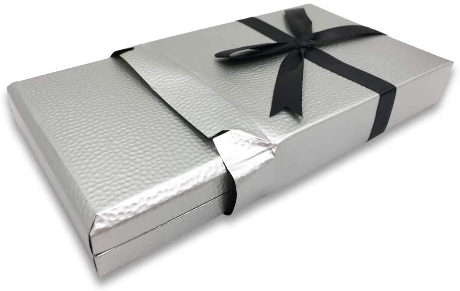 N'icePackaging - 1 Qty - Pre-Wrapped Paper Jewelry Gift Box with Pre-Folded Bow-Tie Sleeve and Velvet Insert