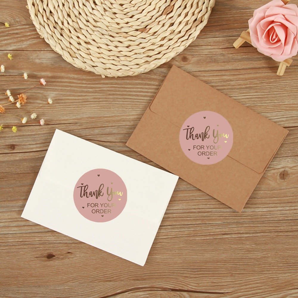N’icePackaging – 500 Qty – 1 inch - Thank You for Your Order – Self-Adhesive – for Decoration/Sales/Branding/Envelopes