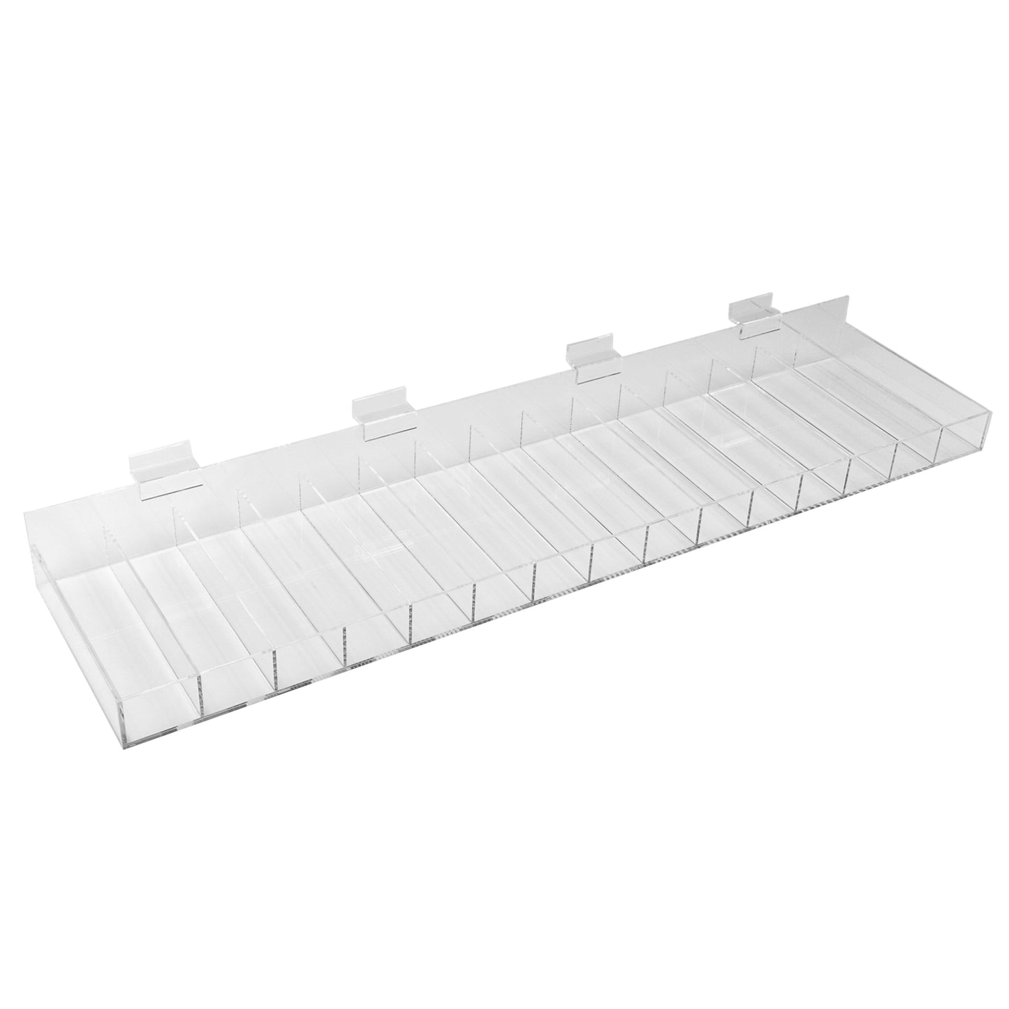 Acrylic Slatwall Display Bin – Multi-Compartment 2.25” Deep