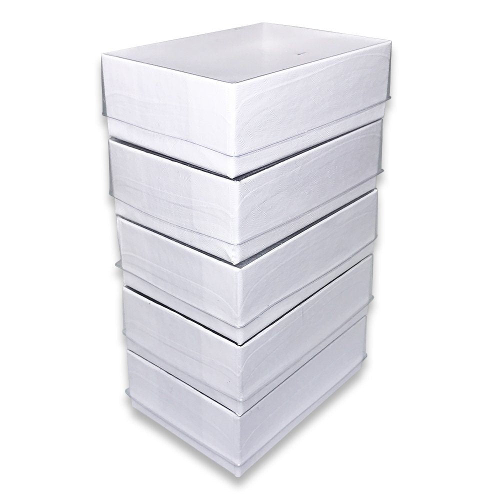 N'icePackaging - USA Manufactured White-Swirl Cotton Filled Gift Boxes w/Clear Plastic Top - Size 3" x 2 1/8" x 1"