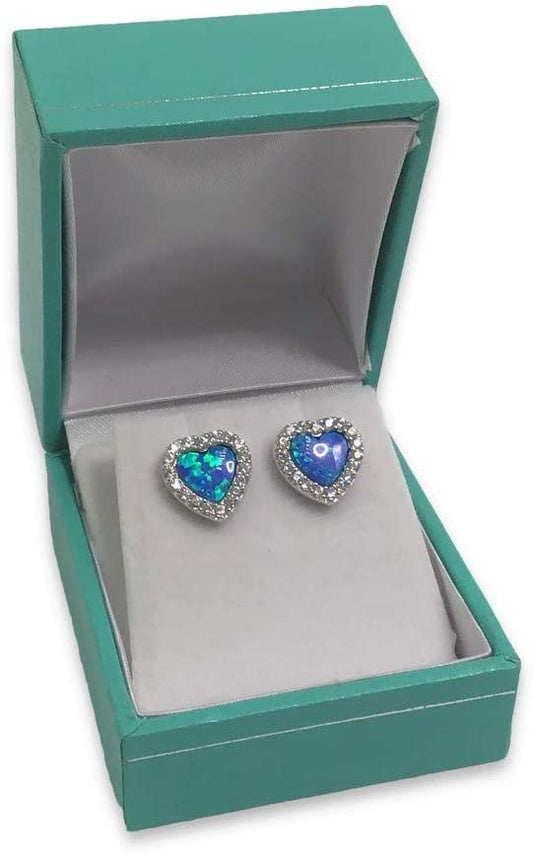 N'icePackaging - 1 Qty Teal-Blue Leatherette Classice Earring Jewelry Gift Box w/ White Velvet Insert