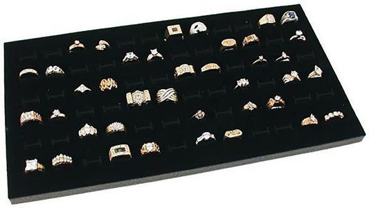 Glass Top Black Jewelry Display Case 72 Slot Compartment Ring Tray