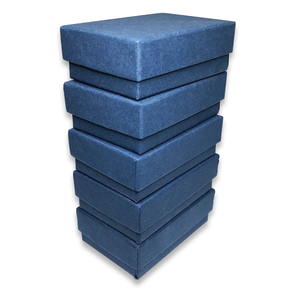 N'icePackaging - USA Manufactured Navy Blue-Kraft Cotton Filled Gift Boxes - Size 2 7/16" x 1 5/8" x 13/16"