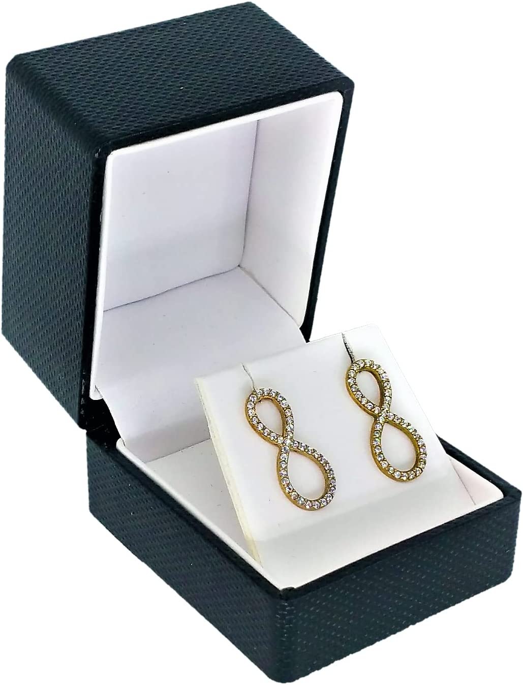 N'icePackaging - 1 Qty Elegant 2-Piece Ivory Pinstripe Pendant Jewelry Gift Box w/ Cream Insert a pre-affixed Light Golden Ribbon