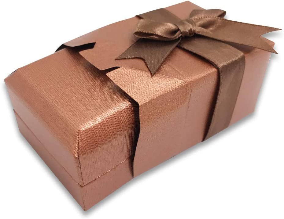 N'icePackaging - 3 Qty - Pre-Wrapped Paper Jewelry Gift Box with Pre-Folded Bow-Tie Sleeve and Velvet Insert (Copper OR Silver)