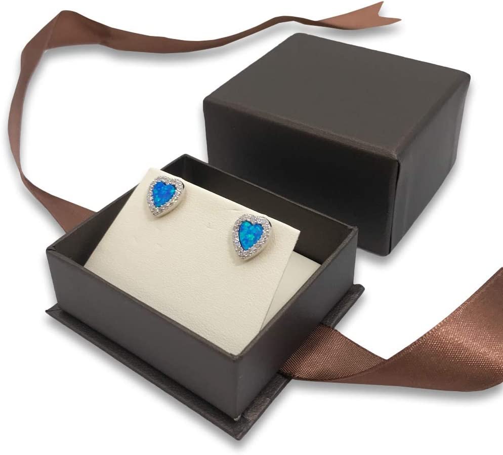 N'icePackaging - 1 Qty Teal-Blue Leatherette Classice Earring Jewelry Gift Box w/ White Velvet Insert