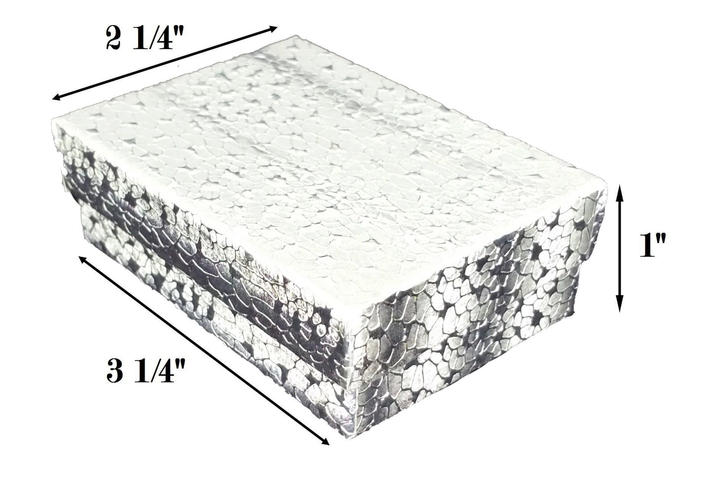 Silver Textured Cotton Filled Gift Boxes - 3 1/4" x 2 1/4" x 1"