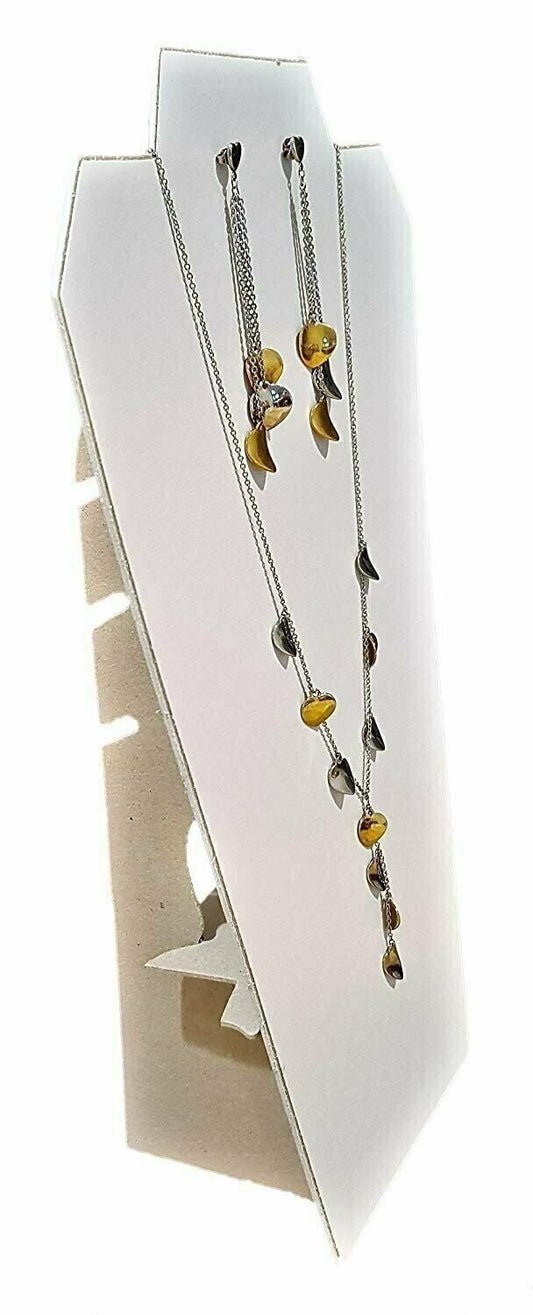 White Leatherette Value Series Necklace Display Stand with Easel