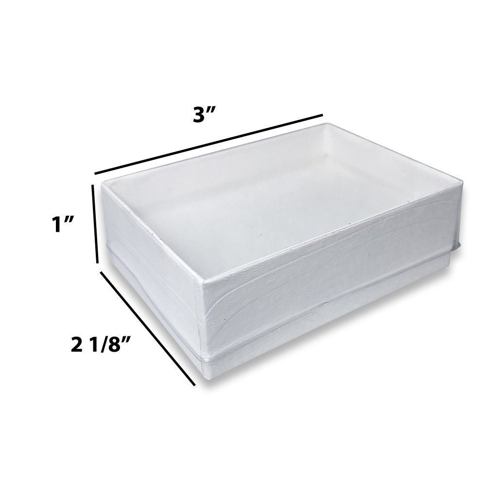 N'icePackaging - USA Manufactured White-Swirl Cotton Filled Gift Boxes w/Clear Plastic Top - Size 3" x 2 1/8" x 1"