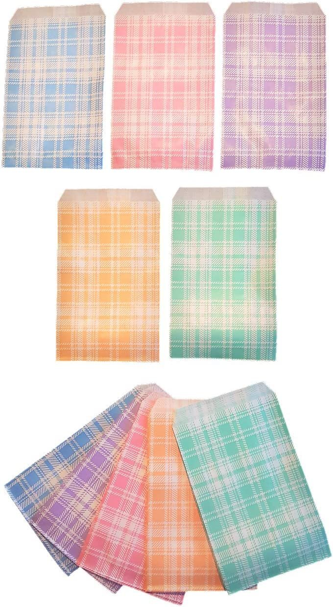 Decorative Mixed Plaid Pattern Flat Paper Gift Bags - Gifts/promotions/treats