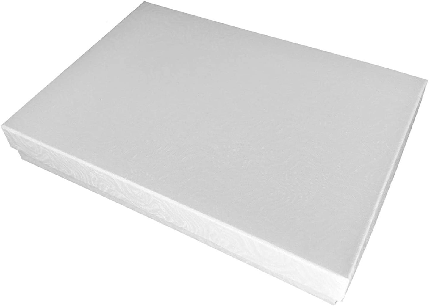 20 Qty White Swirl Imported Cotton Filled Large Necklace Jewelry Boxes - 7 1/8" x 5 1/8" x 1 1/8"
