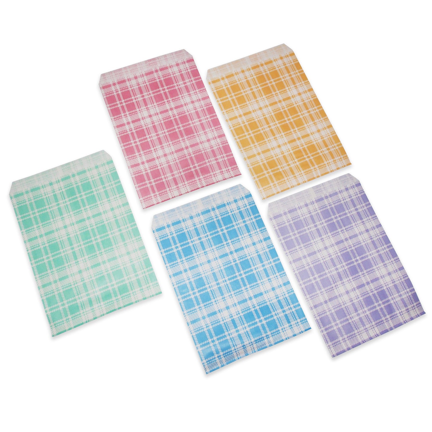 Decorative Mixed Plaid Pattern Flat Paper Gift Bags - Gifts/promotions/treats