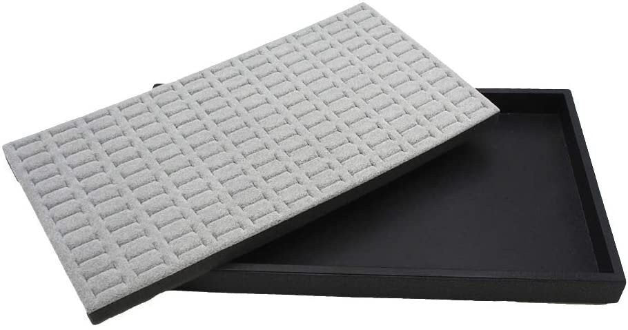 N'icePackaging 1 Qty Black Plastic Jewelry Tray w/Egyptian Blue 72 Ct Ring Foam Insert Companion - Full Size 14.75” x 8.38” x1