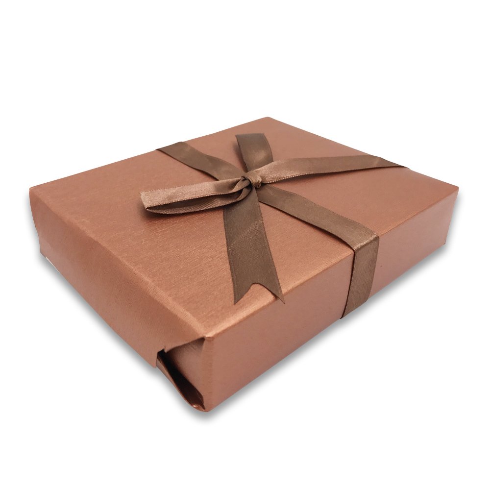 N'icePackaging - 3 Qty - Pre-Wrapped Paper Jewelry Gift Box with Pre-Folded Bow-Tie Sleeve and Velvet Insert (Copper OR Silver)