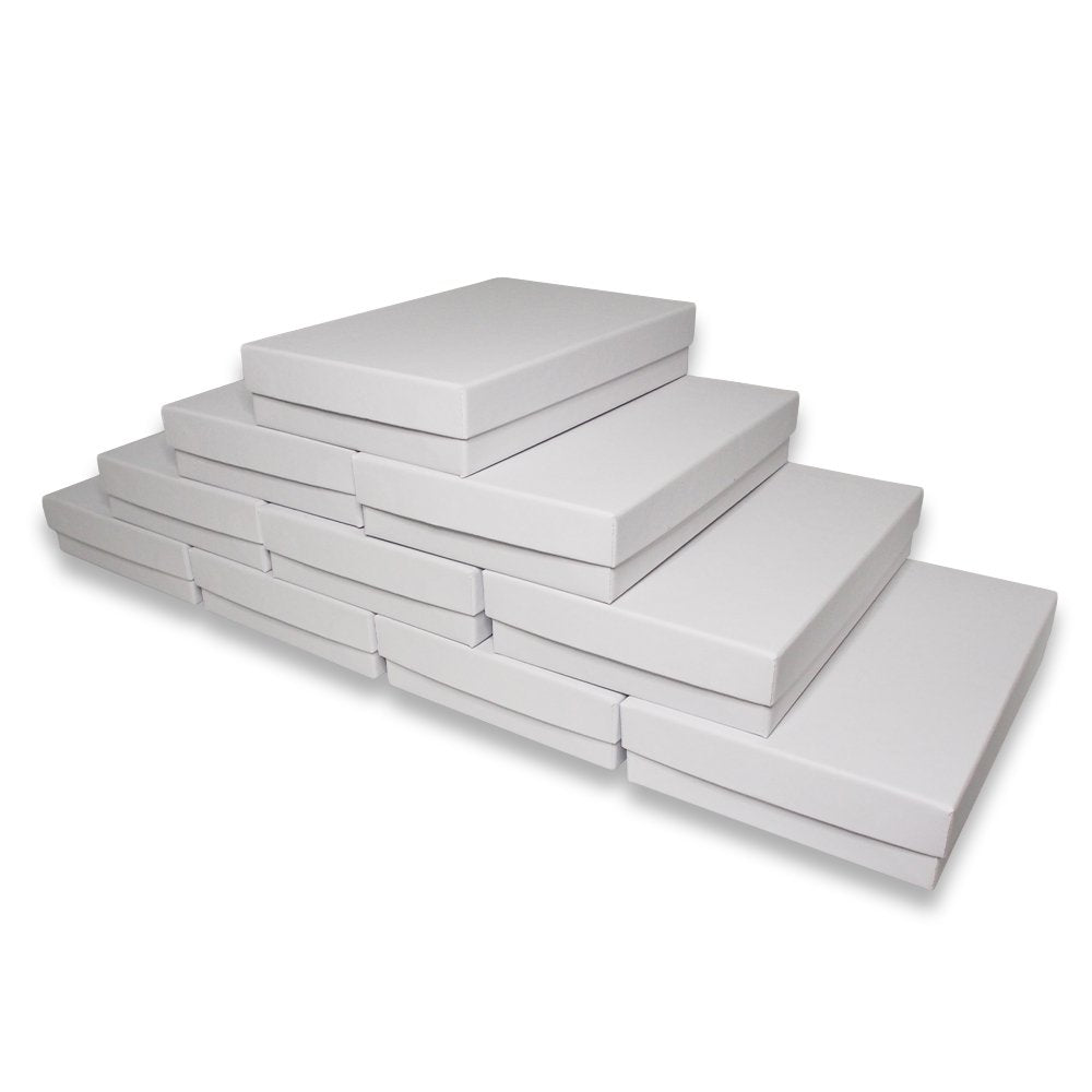 N'icePackaging - Matte-White Kraft Cotton Filled Gift Boxes - Size 5 7/16" x 3 1/2" x 1" - USA Made - Stampable -Holidays/Birthdays/Sales/Storage/Display/Travel