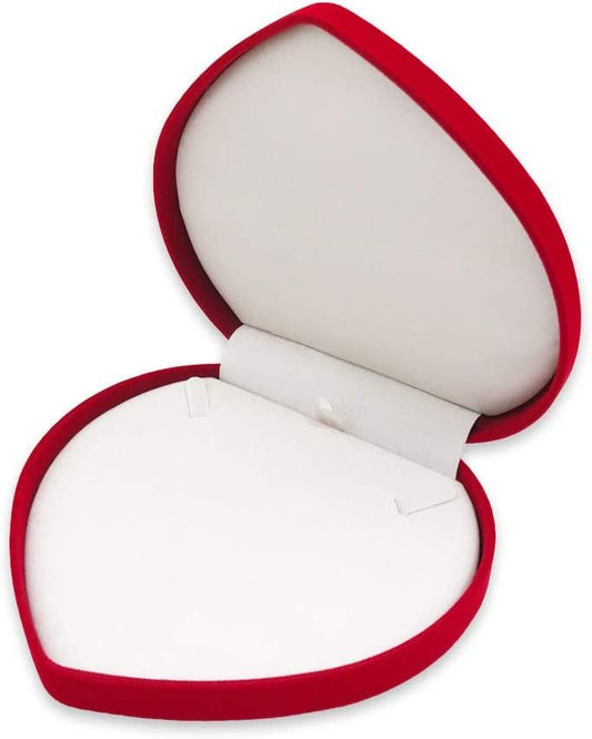 3 Qty - Premium Macaw-Red Flocked Velour Large Heart-Shaped Necklace Jewelry Box