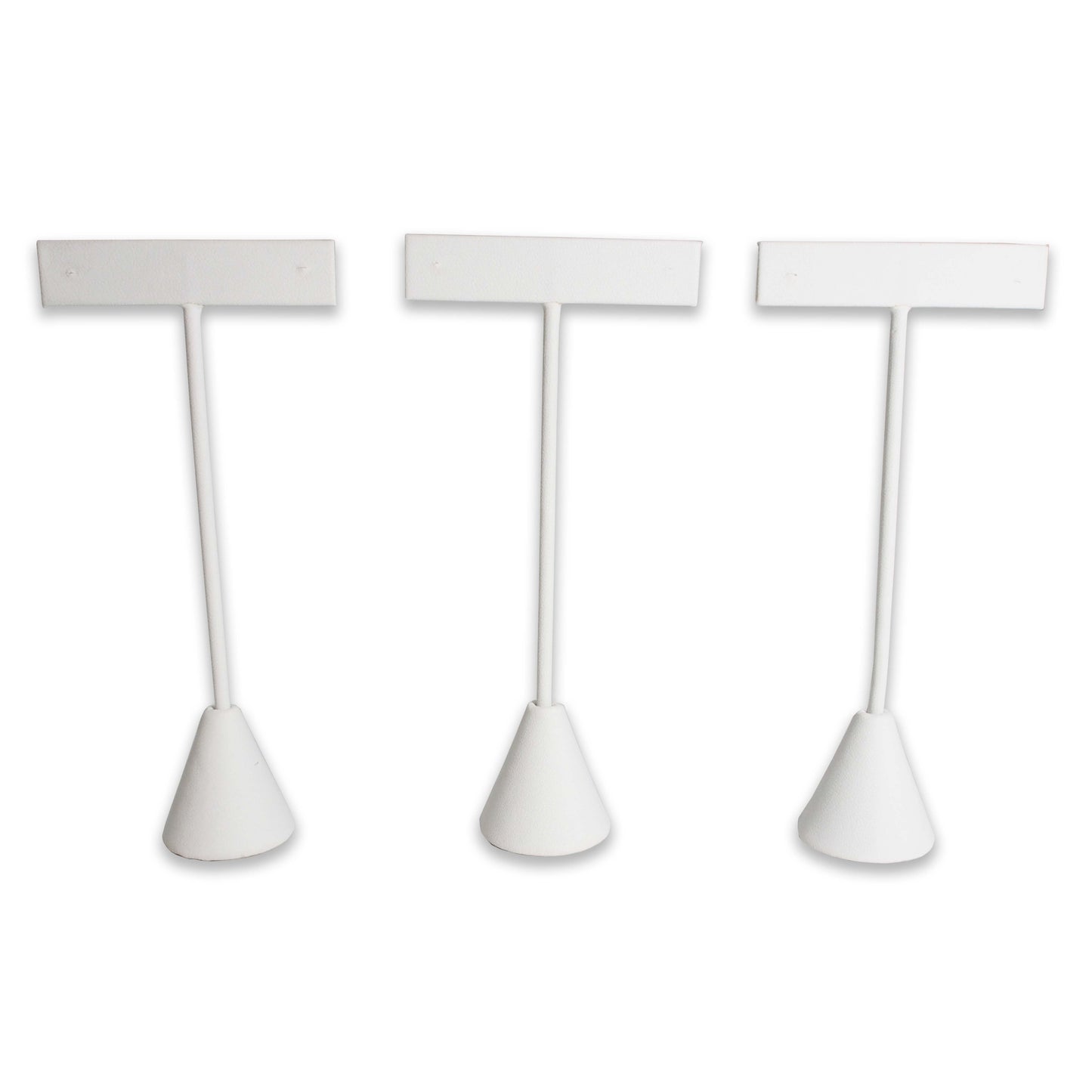 N'icePackaging 6 Qty White Leatherette 5.75" High Free-Standing Earring T-Stand Display w/ weighted base, T Shape Holder for Tradeshow, Home Business, Promotion, or just for Home