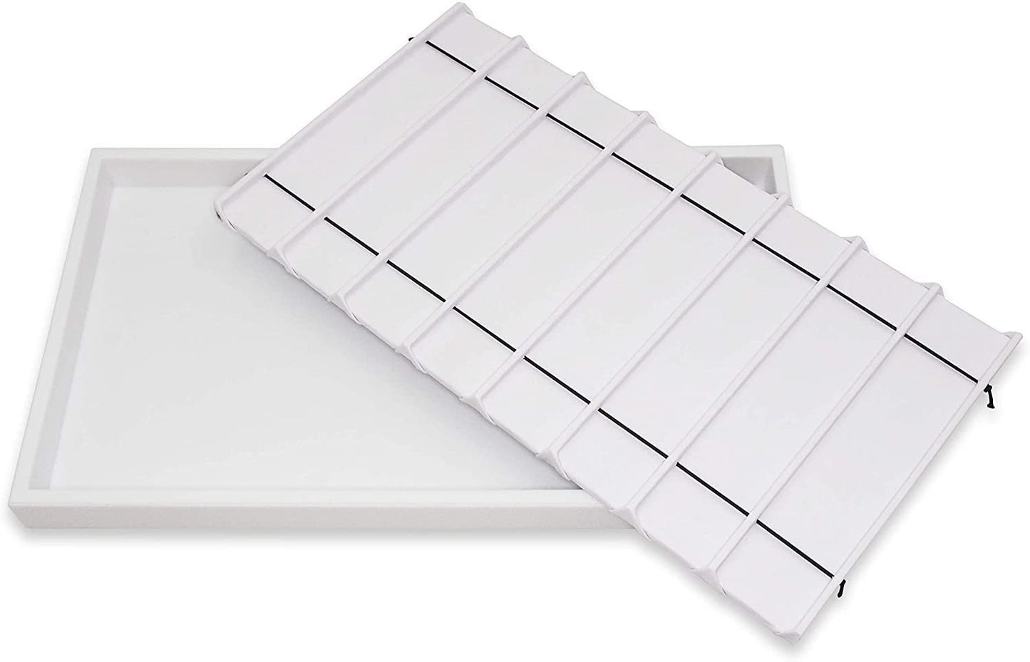 N'icePackaging 8 Section White Leatherette Sorting Tray with Free-standing White Plastic Display Tray For Sales / Showcase / Home / Store Use - 14.75" x 8.25" x 1"