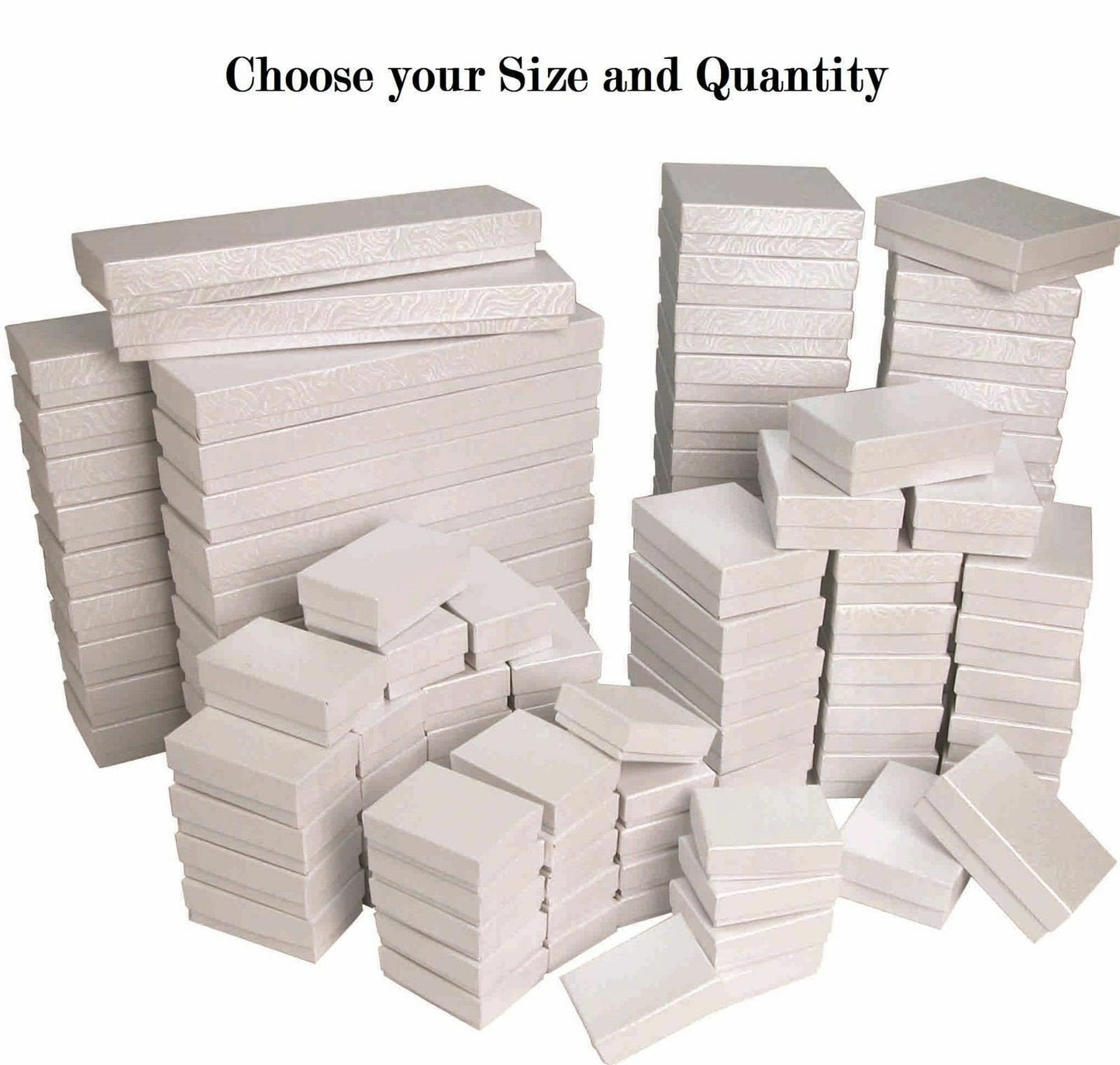 Lot of 20 50 100 White Cotton Filled Jewelry Packaging Gift Boxes Choose Size