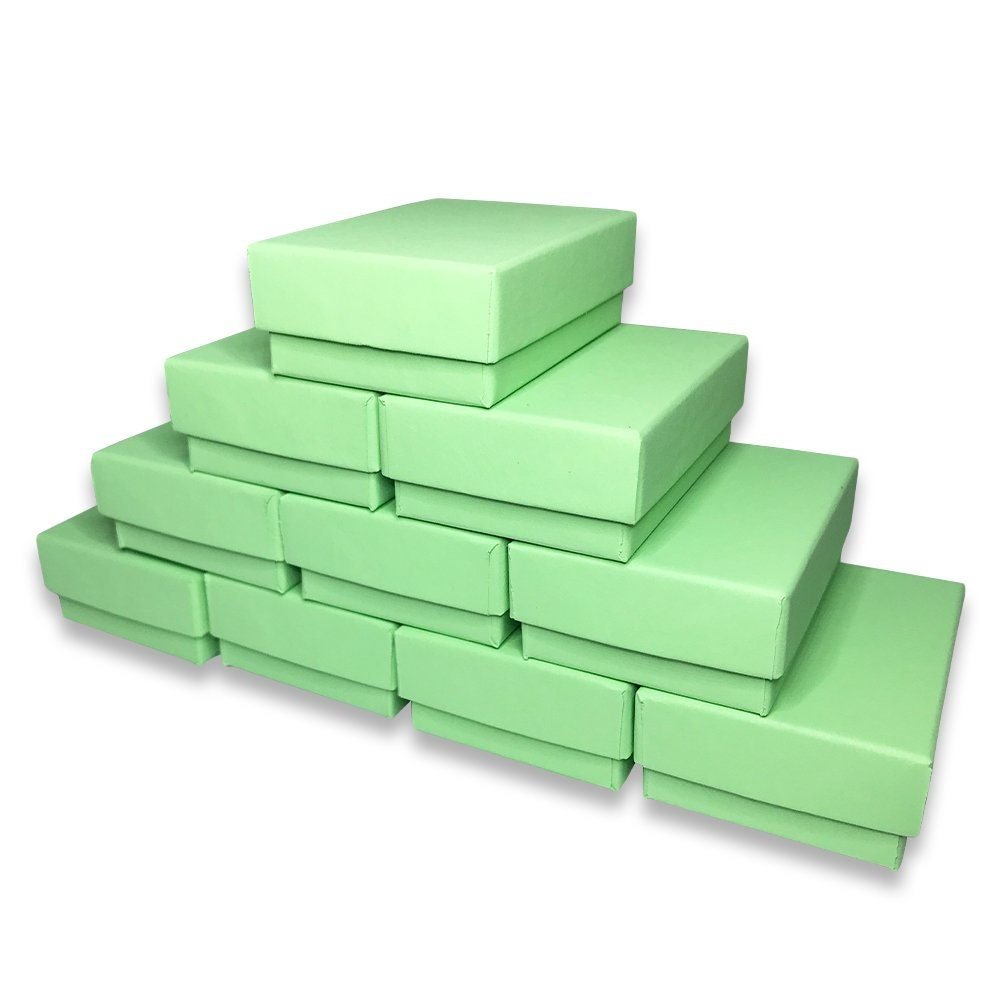 N'icePackaging - Light Green-Kraft Cotton Filled Gift Boxes - Size 2 7/16" x 1 5/8" x 13/16" - USA Made - Sales/Gifts/Storage -...