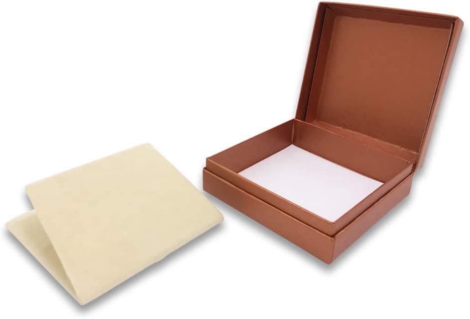 N'icePackaging - 1 Qty Elegant 2-Piece Ivory Pinstripe Pendant Jewelry Gift Box w/ Cream Insert a pre-affixed Light Golden Ribbon