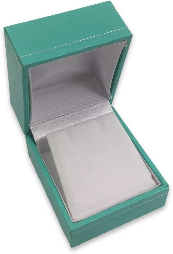 N'icePackaging - 1 Qty Teal-Blue Leatherette Classice Earring Jewelry Gift Box w/ White Velvet Insert