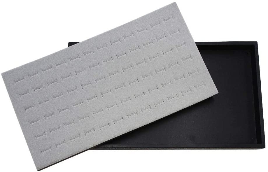 N'icePackaging 1 Qty Black Plastic Jewelry Tray w/Royal Grey 72 Ct Ring Foam Insert Companion - Full Size 14.75 x 8.38 x1