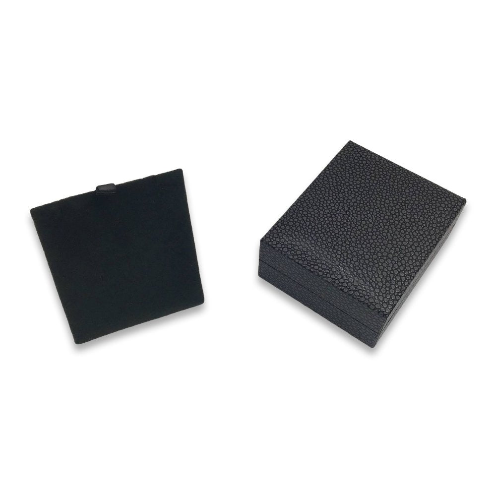 Grey Shagreen Embossed Jewelry Box w/ Matte-Black Packer Box