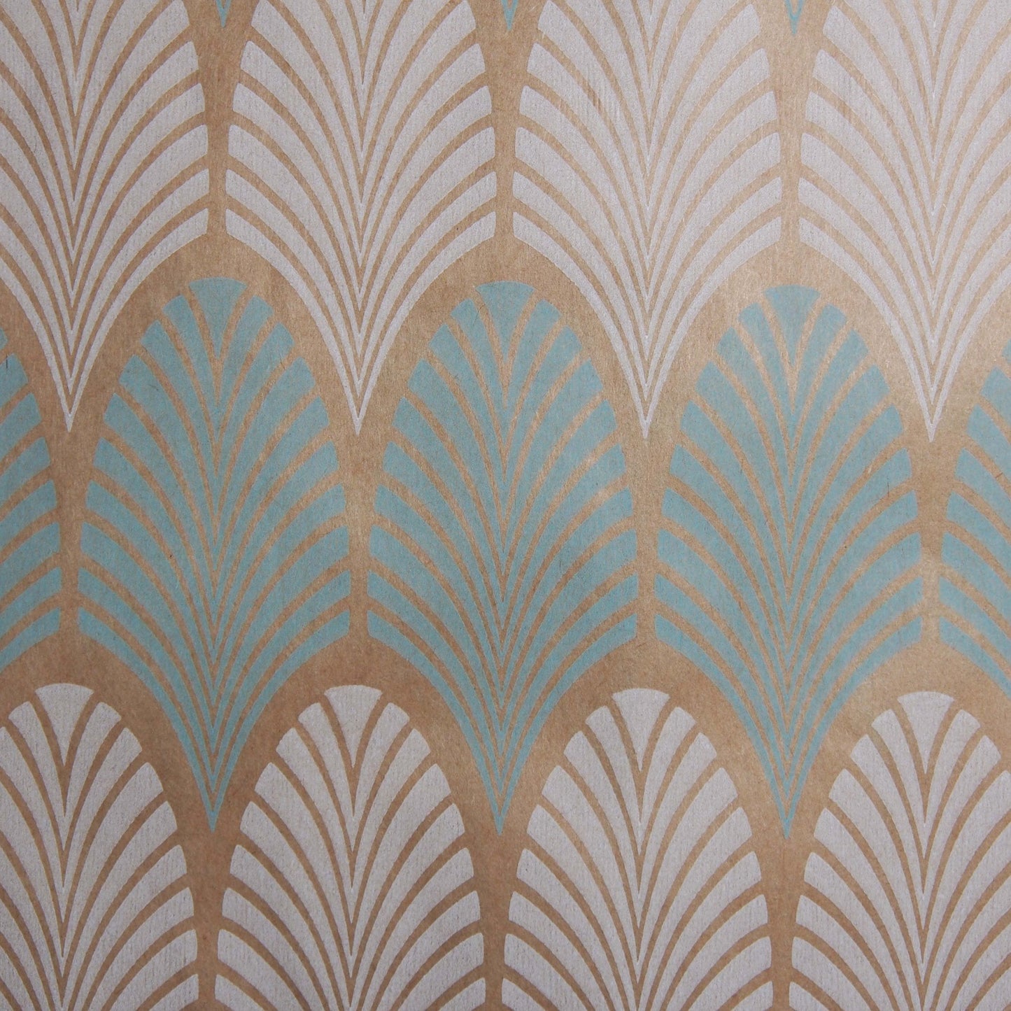 N'icePackaging - Decorative Flat Paper Gift Bags - Baby-Blue Leaf Pattern on Brown Kraft Bags - 20/50 / 100/200 / 300 Qty