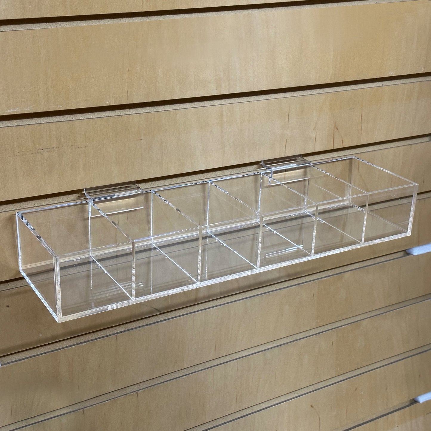 Acrylic Slatwall Display Bin – Multi-Compartment 2.25” Deep