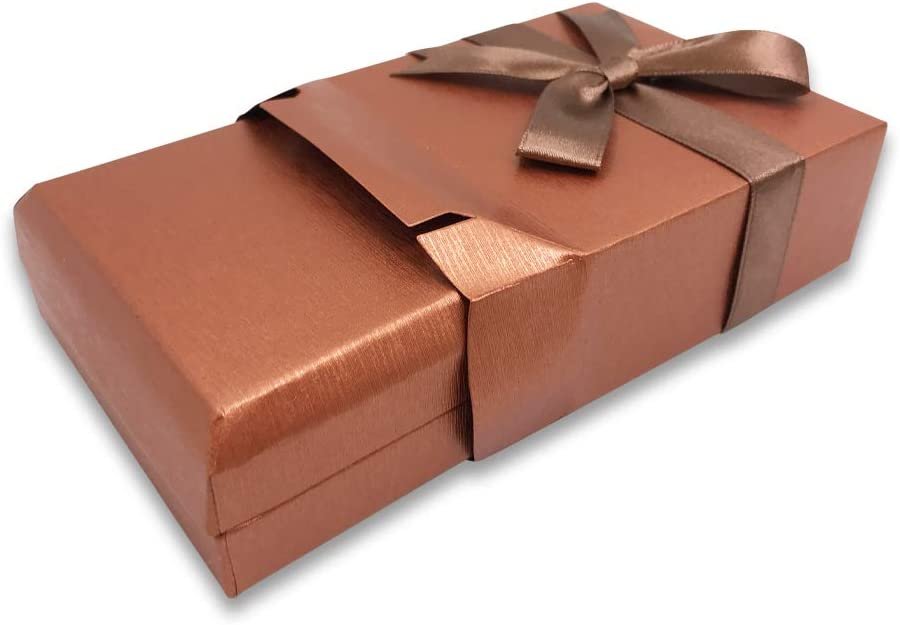 N'icePackaging - 3 Qty - Pre-Wrapped Paper Jewelry Gift Box with Pre-Folded Bow-Tie Sleeve and Velvet Insert (Copper OR Silver)