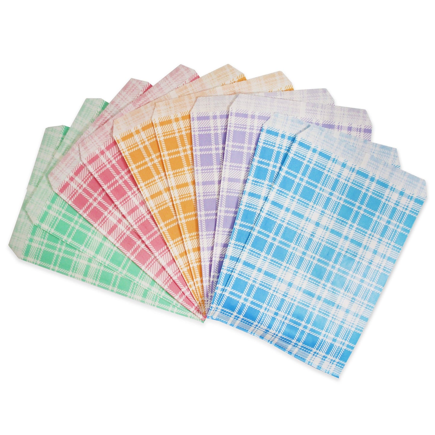 Decorative Mixed Plaid Pattern Flat Paper Gift Bags - Gifts/promotions/treats