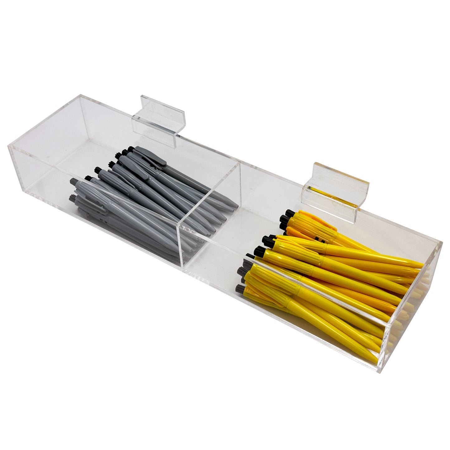 Acrylic Slatwall Display Bin – Multi-Compartment 2.25” Deep