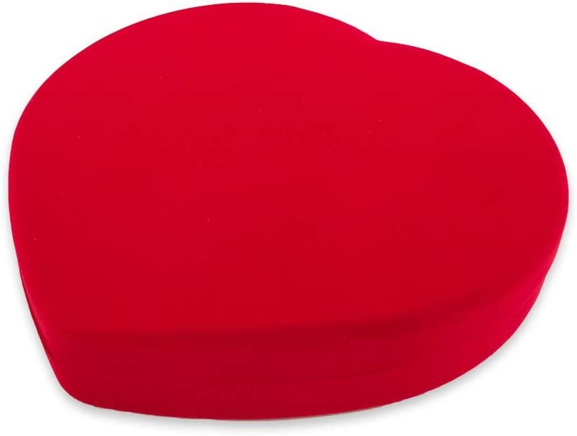 3 Qty - Premium Macaw-Red Flocked Velour Large Heart-Shaped Necklace Jewelry Box