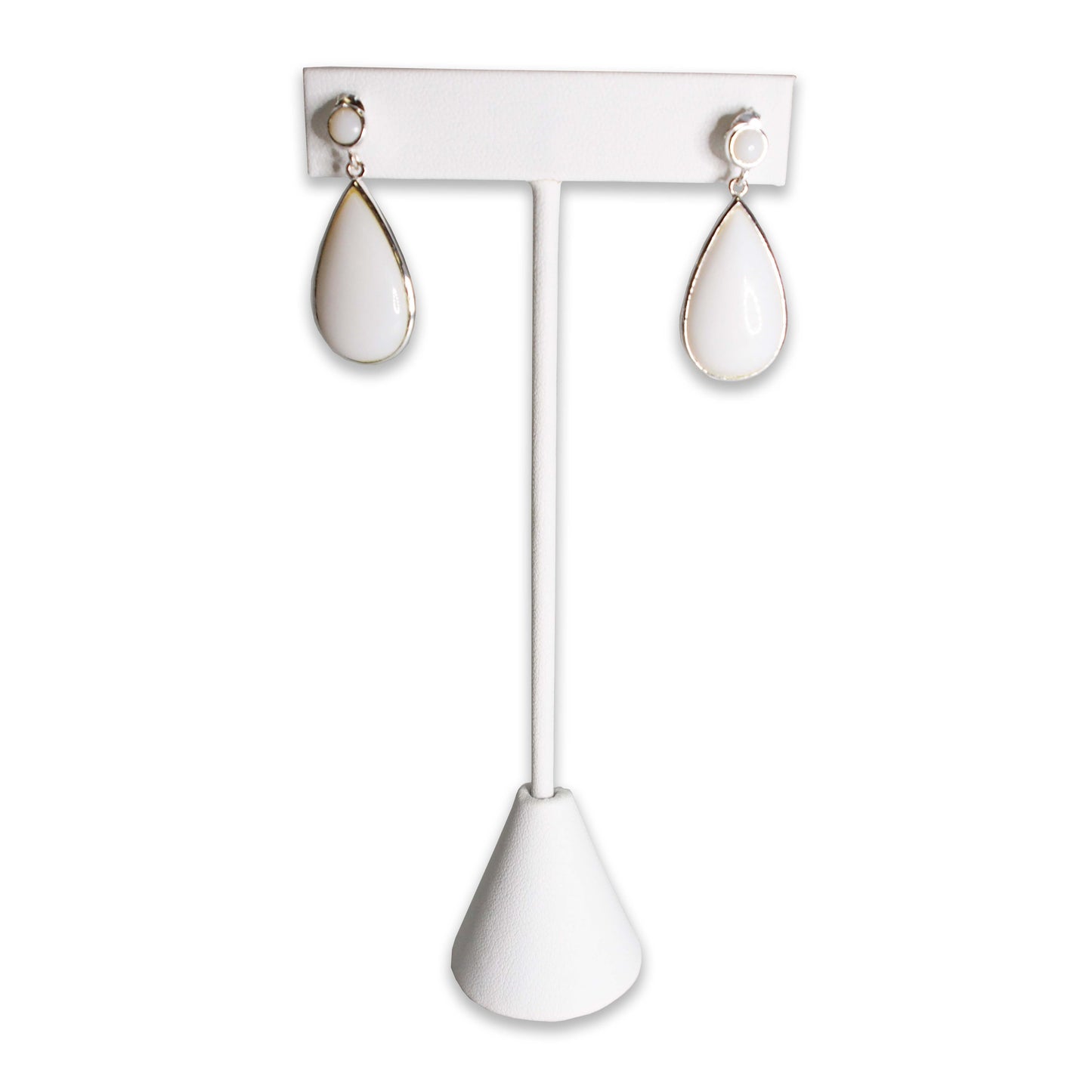 N'icePackaging 6 Qty White Leatherette 5.75" High Free-Standing Earring T-Stand Display w/ weighted base, T Shape Holder for Tradeshow, Home Business, Promotion, or just for Home