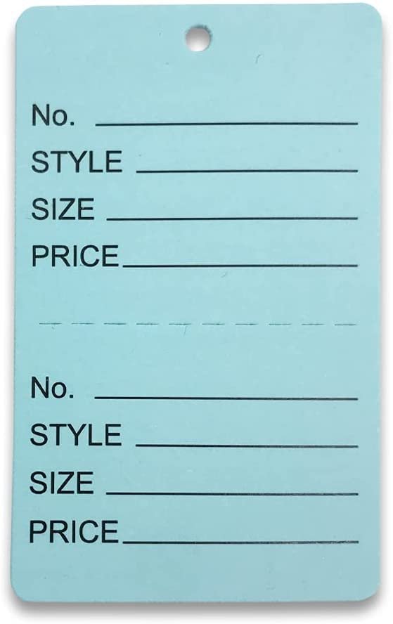 N'icePackaging - 1000 Qty Unstrung Colored Price Tags w/Perforated Stub