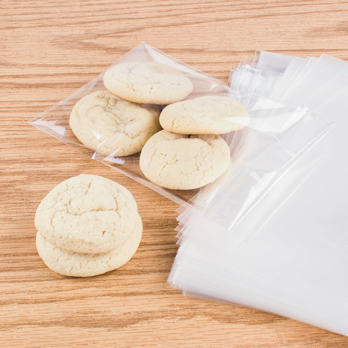 Image of cookies in a plastic cellophane bag.