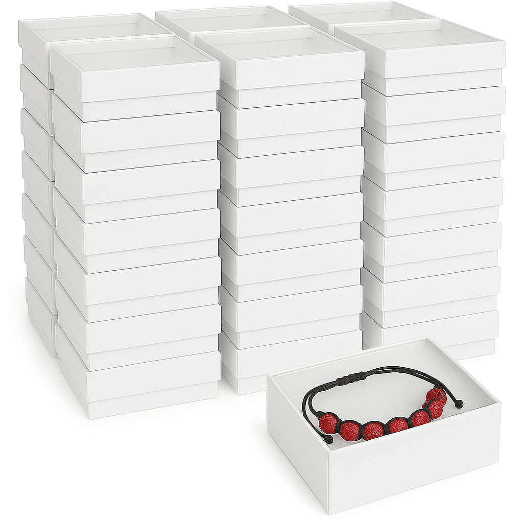 White Swirl Clear Top Cotton Filled Boxes - (10 Boxes/Pack)