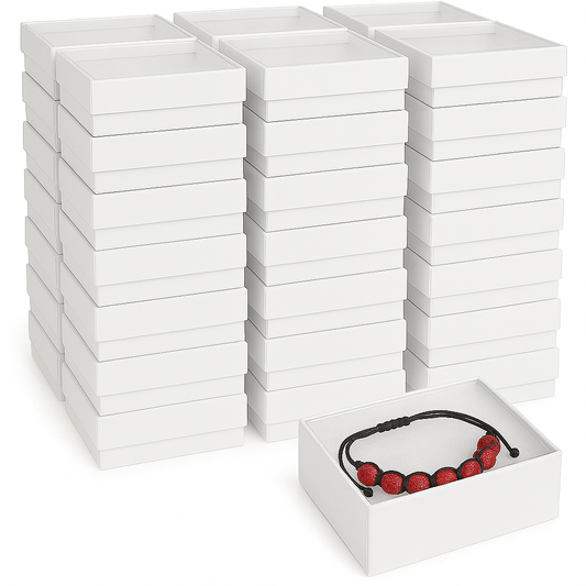 White Swirl Clear Top Cotton Filled Boxes - (10 Boxes/Pack)
