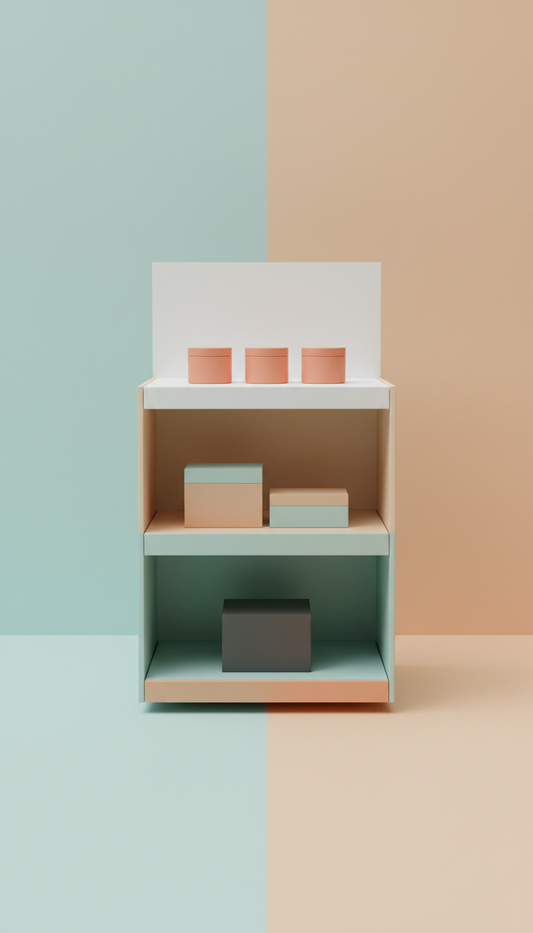 Cardboard Display Stand With Reinforced Shelves