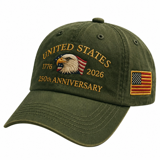 United States 250th Anniversary Embroidered Hat – Bald Eagle 1776–2026