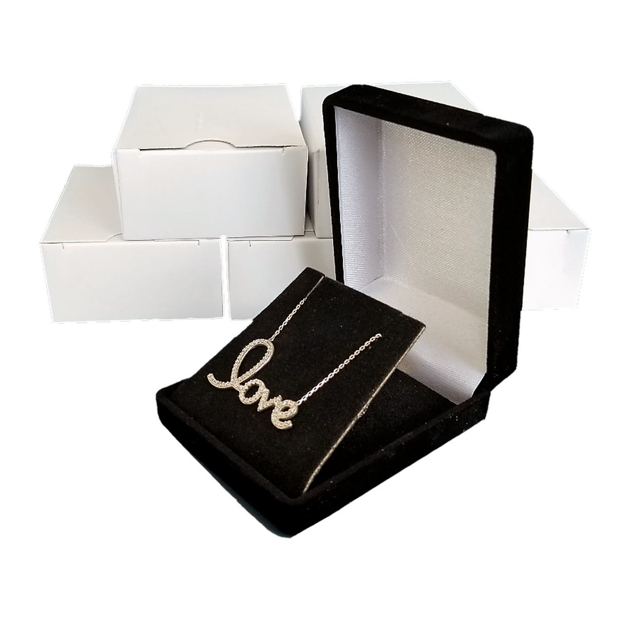 Soft Flocked Black Velour Pendant/Earring Gift Box