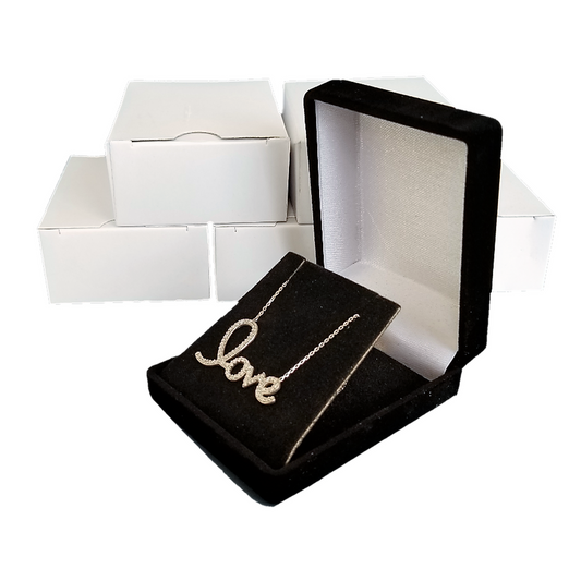 Soft Flocked Black Velour Pendant/Earring Gift Box