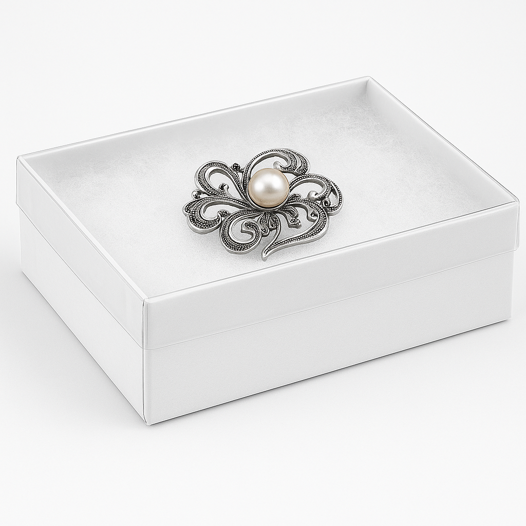White Swirl Clear Top Cotton Filled Boxes - (10 Boxes/Pack)