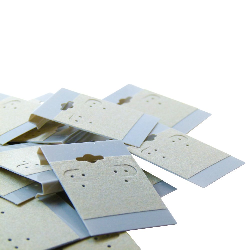 Grey Hanging Earring Display Cards with anti-scratch soft center for various earrings.